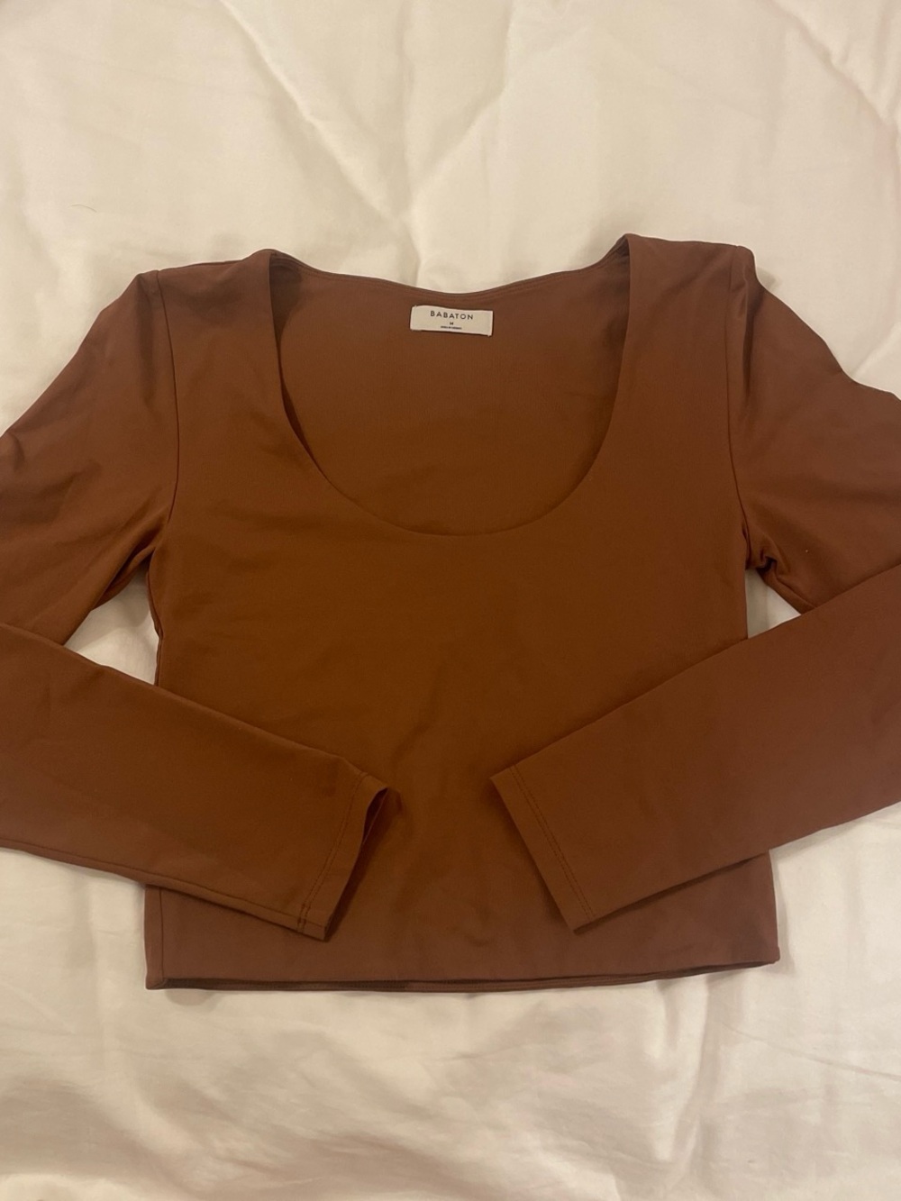 Aritzia Brown Scoop-Neck Long Sleeve Top